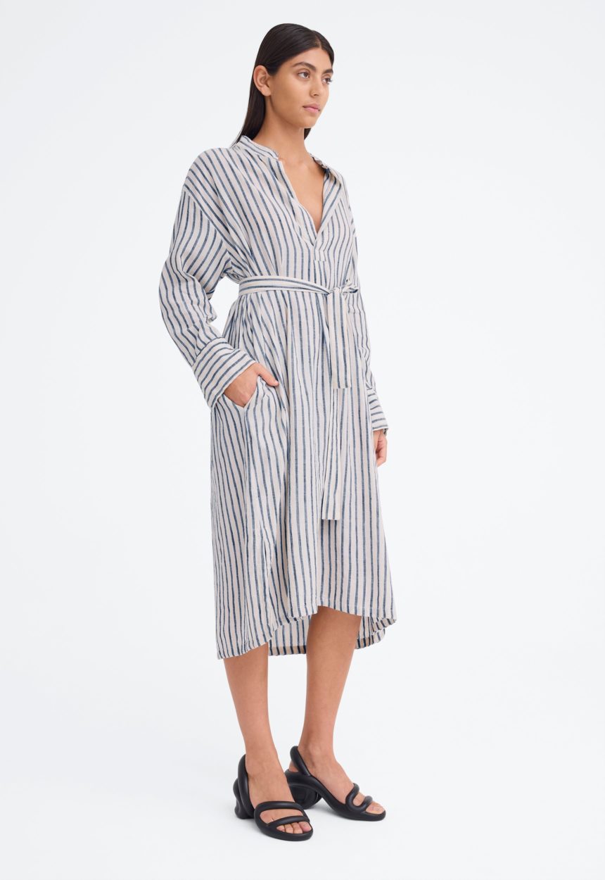 Jac+Jack Shakespeare Dress - Bold Stripe Nat/Indigo